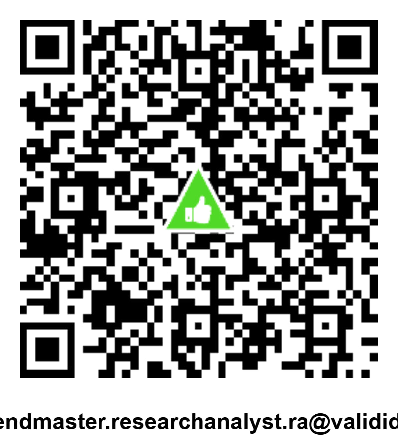 TrendMasters SEBI-validated UPI QR code with green triangle thumbs-up mark
